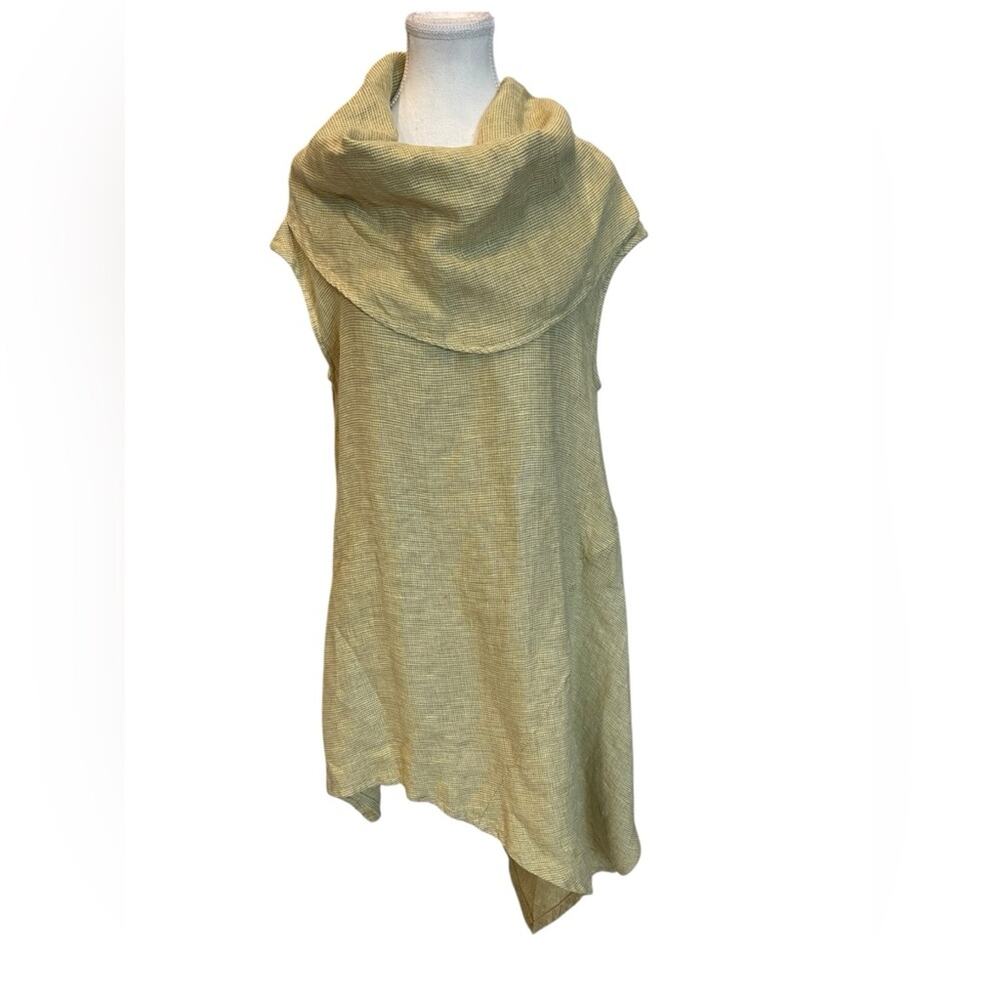 Bryn Walker Linen Draped Cowl Neck Short Sleeve Asymmetric Tunic Size:S